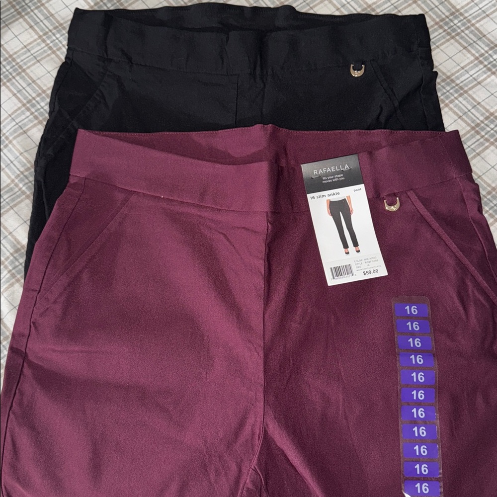 Rafaella Black and Purple Pants Duo